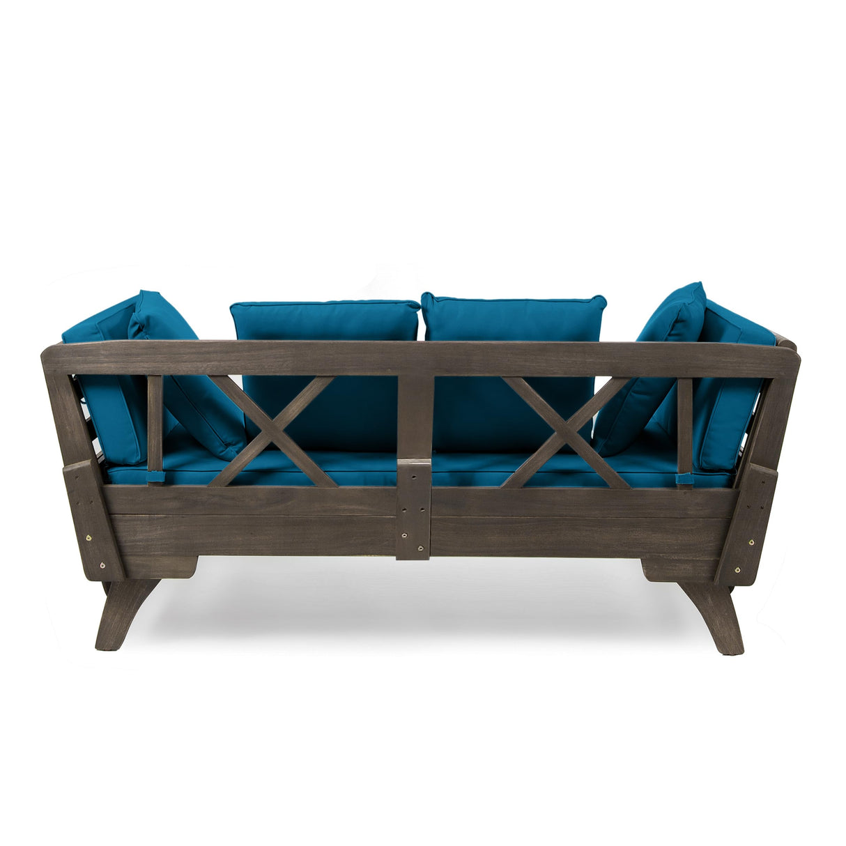 Aldrich Outdoor Acacia Wood Expandable Daybed with Water Resistant Cushions