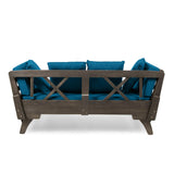 Aldrich Outdoor Acacia Wood Expandable Daybed with Water Resistant Cushions