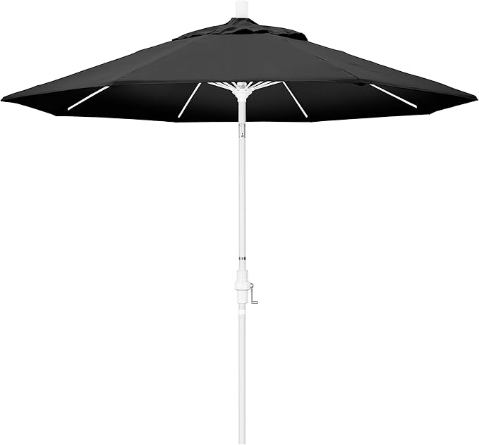 9' Round Aluminum Pole Fiberglass Rib Market Umbrella, Crank Lift