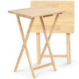 TV Snack Serving Tray Table, Solid Wood Construction with Natural Fini