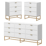 Modern Furniture set for Bedroom,One 9 Drawer Chest Storage with two 3 drawers set