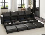 Faux Leather Sectional Sofa with Storage Ottomans, Modular Sofa Sectional Couch 8 Seat