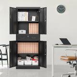 71" H x 28" W x 16" D Locking Storage Cabinet with Adjustable Shelves and One Drawer