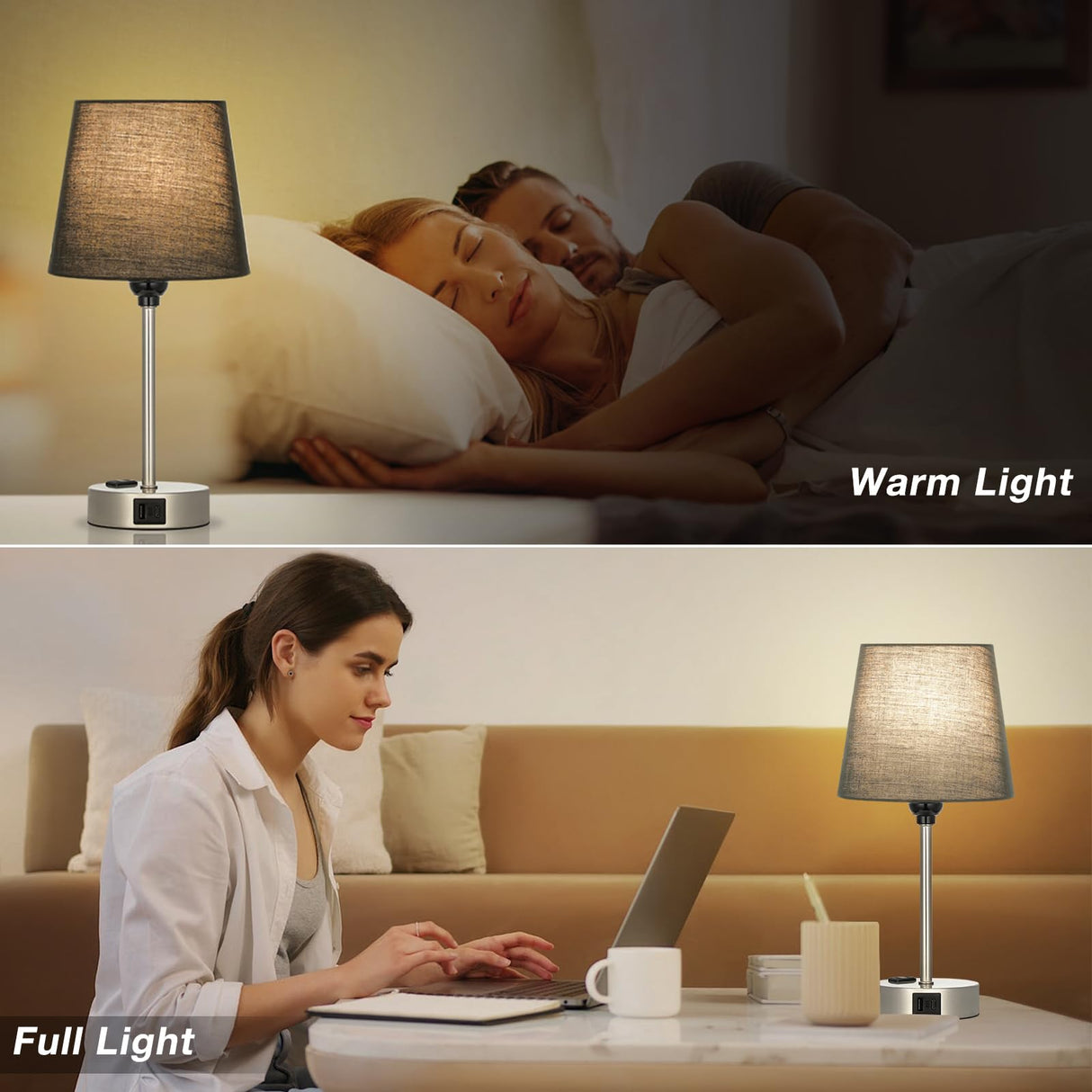 Table Lamps for Bedrooms Set of 2 Bedside - Nightstand Bedroom Lamp