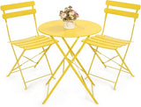 Outdoor 3 Piece Patio Bistro Set, Folding Bistro Table and 2 Folding Chairs