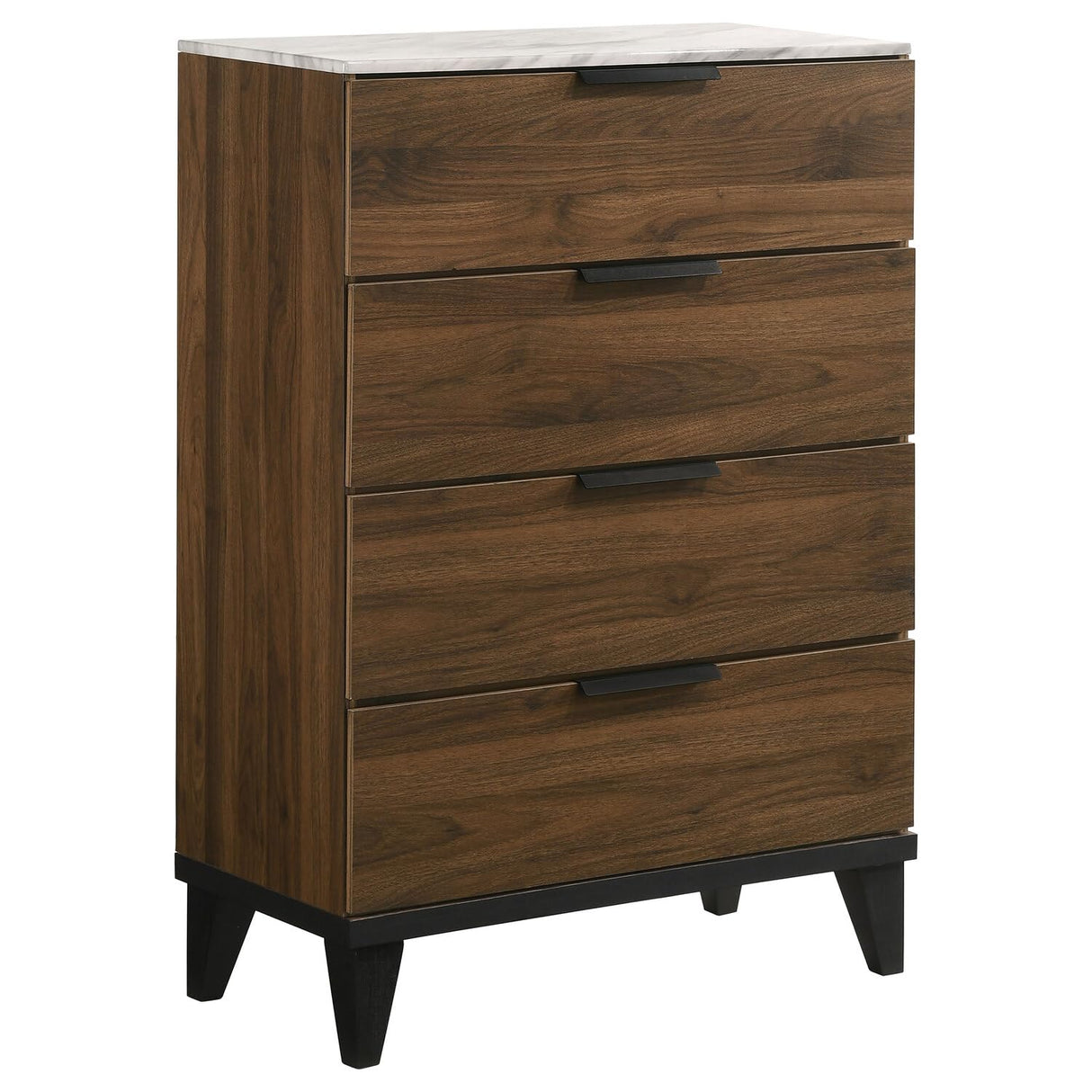 Mays 4-drawer Chest Walnut Brown with Faux Marble