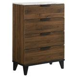 Mays 4-drawer Chest Walnut Brown with Faux Marble