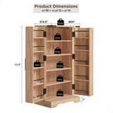 47" Kitchen Pantry with Rattan Doors, Storage Cabinet with Organizer and Adjustable