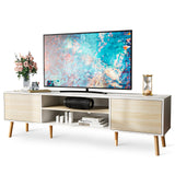 TV Stand for 75 Inch TV, Entertainment Center with Storage, 2 Cabinet Media Console Table,