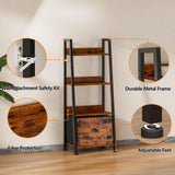 4-Tier Ladder Shelf, Ladder Bookshelf with Removable Drawer, Rustic Bookcase Storage