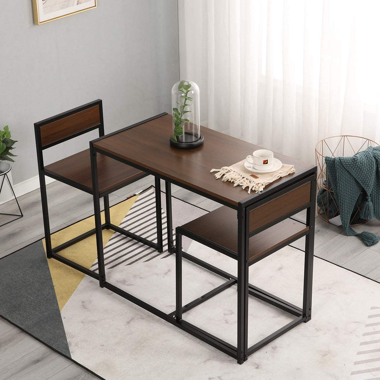 3 Piece Dining Set Dining Table Set with 2 Chairs Breakfast Table for Kitchen