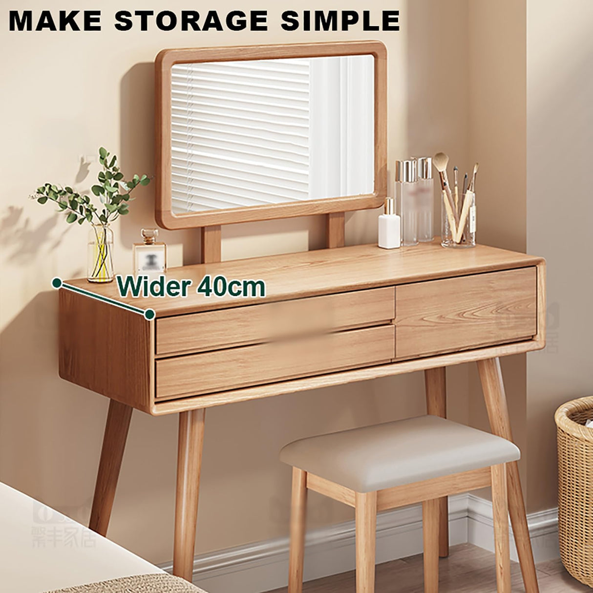 Wooden Makeup Desk for Bedroom Dressing Room Dressing Table with Mirror Vanity Table Set Wooden Makeup Desk