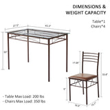 Kitchen Dining Room Table and Chairs [4 Placemats Included] 5-Piece Dinette Sets