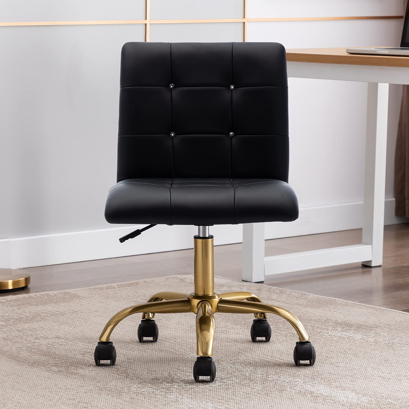 Elegant Tufted Rolling Desk Chair with Wheels