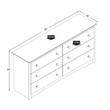 Gray Double Dresser for Bedroom 6 Drawer Wide Chest