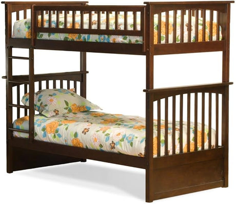 Columbia Twin over Twin Size Bunk Bed with Twin Raised Panel Trundle in White