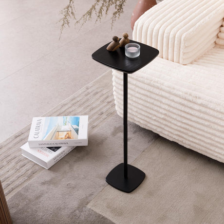 Drink Table,Modern Small Side Table, Cocktail Table with Metal Square Top