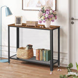 Console Table, Narrow Entryway Table, 2-Tier Industrial Entrance Tables with Shelves for Entryway,