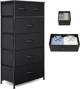 Fabric Dresser for Bedroom, Tall Skinny Dresser with 6 Drawers, Storage Organizer Tower