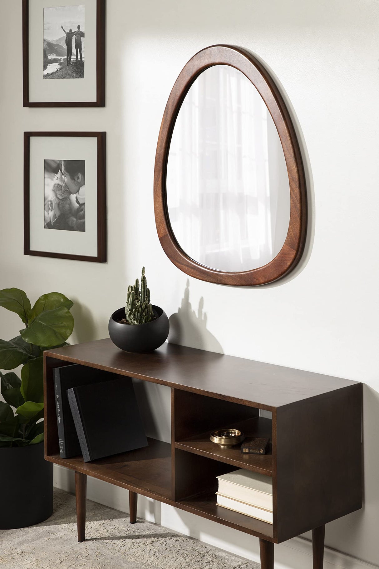 McKinder Asymmetrical Wood Wall Mirror, 24 x 28, Walnut Brown