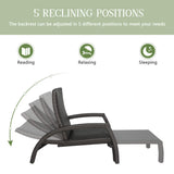 Iwicker Patio Convertible Handwoven Rattan Chaise Lounge Chairs Outdoor Steel Frame Wicker Adjustable Recliners with Quick Dry Foam Filling, Set of 2