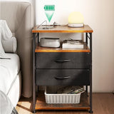 Night Stand with Charging Station, End Table for Bedroom Tall Nightstand