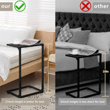 C Shaped End Table, C Tables for Couch, Snack Side Table for Sofa, Couch Tables That Slide Under,