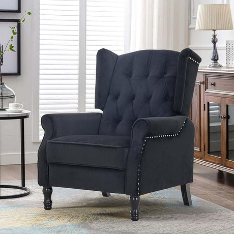 Velvet Accent Chair, Push Back Recliner Chair, Wingback Arm Chair for Living Room/Bedroom/Home