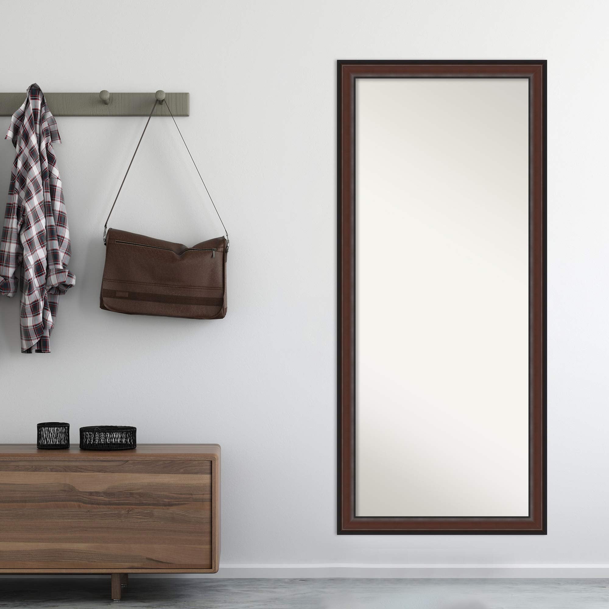 Wall Mirror Full Length Mirror  Full Body Mirror, Harvard Walnut Floor