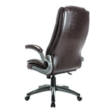 Office Chair High Back Leather Desk Chair, Flip-up Arms Adjustable Swivel Executive