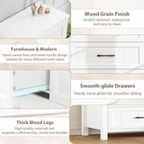 8 Drawer Dresser for Bedroom, Modern Dresser with Deep Drawers, Large White Dresser Farmhouse Wooden Double Dresser Chest of Drawers for Living Room, Hallway, Entryway (White, 8 Drawer)