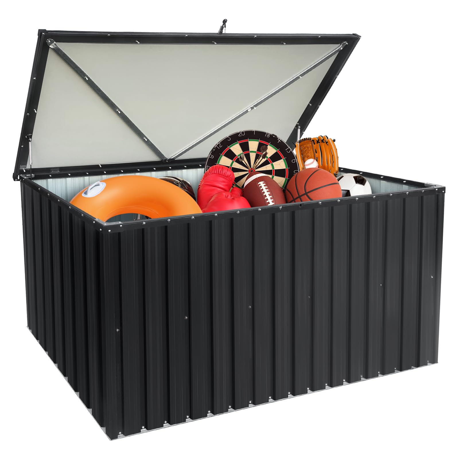 Outdoor Storage Box, 344 Gallon Metal Deck Boxes Waterproof