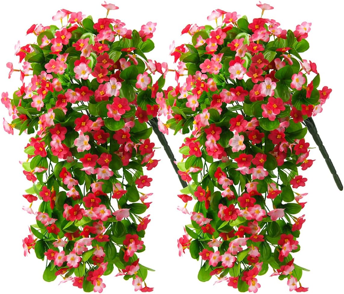2 Pack Artificial Hanging Flowers, Fake Flowers Hanging Plant Violet Flower