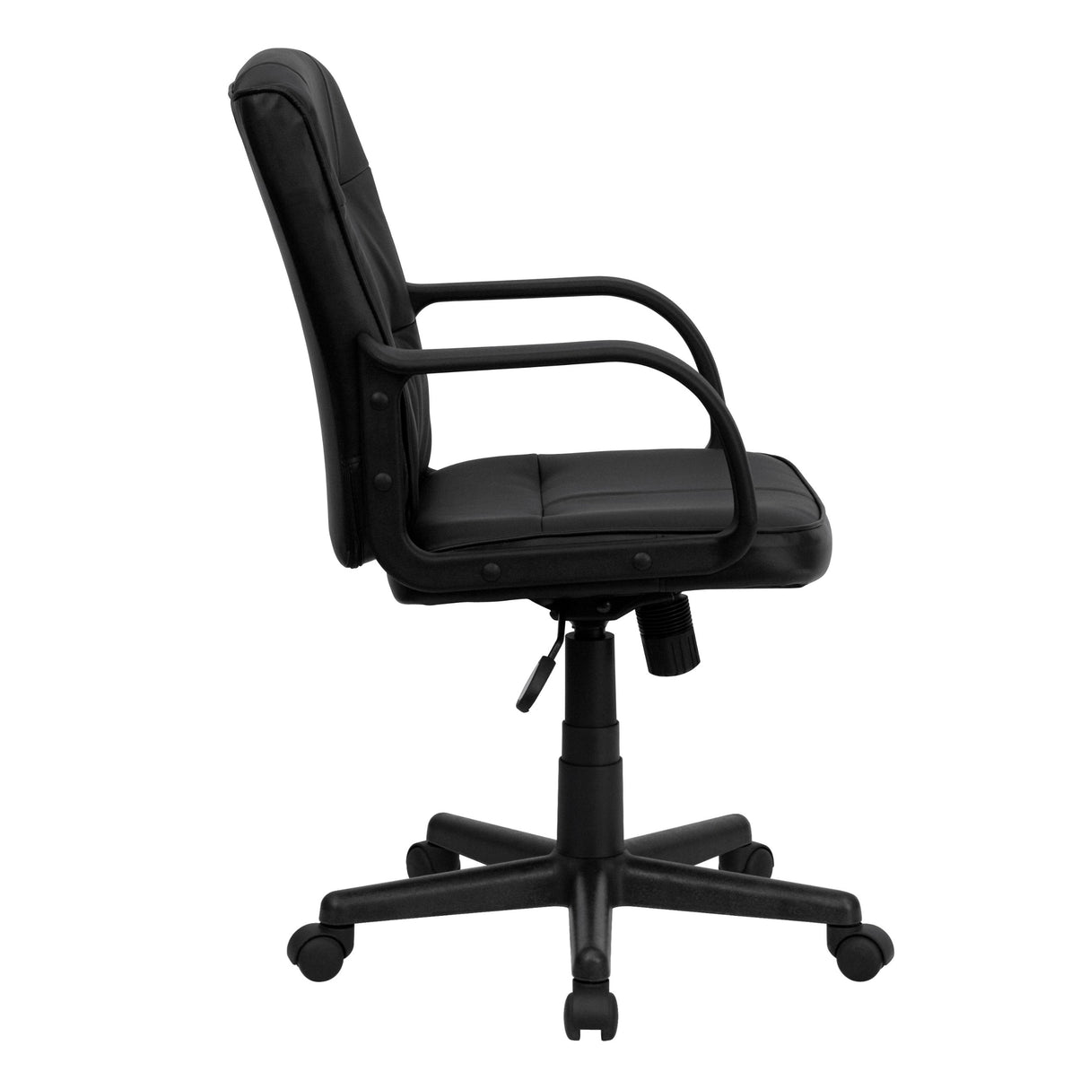 Rider Mid-Back Black LeatherSoft Swivel Task Office Chair with Arms