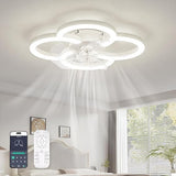 Flush Mount Ceiling Fan with Light and Remote - Dimmable LED, 6 Speeds