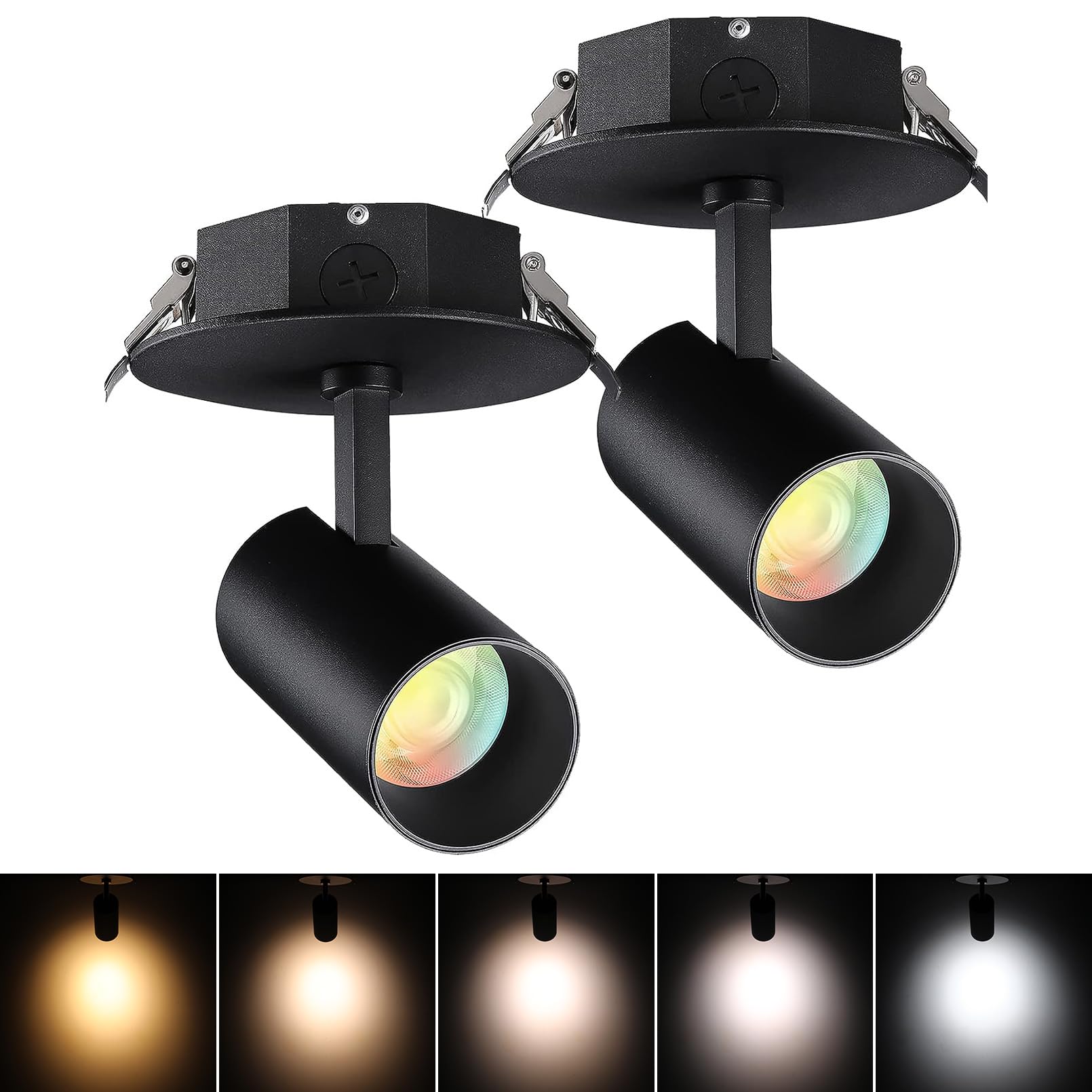 2-Pack 5 Color Dimmable Ceiling Spotlight LED with Included Junction Box