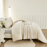 Beige Comforter Set California King Size, 3 Pieces Cal King Lightweight Solid Bedding