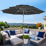 9 FT 3 Tiers Aluminum Outdoor Patio Umbrella, 5-YEAR Fade-Resistant Outdoor Market Table Umbrella