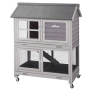 [Upgrade Version] Rabbit Hutch Bunny Hutch, Rabbit Cage with Two No Leak Trays