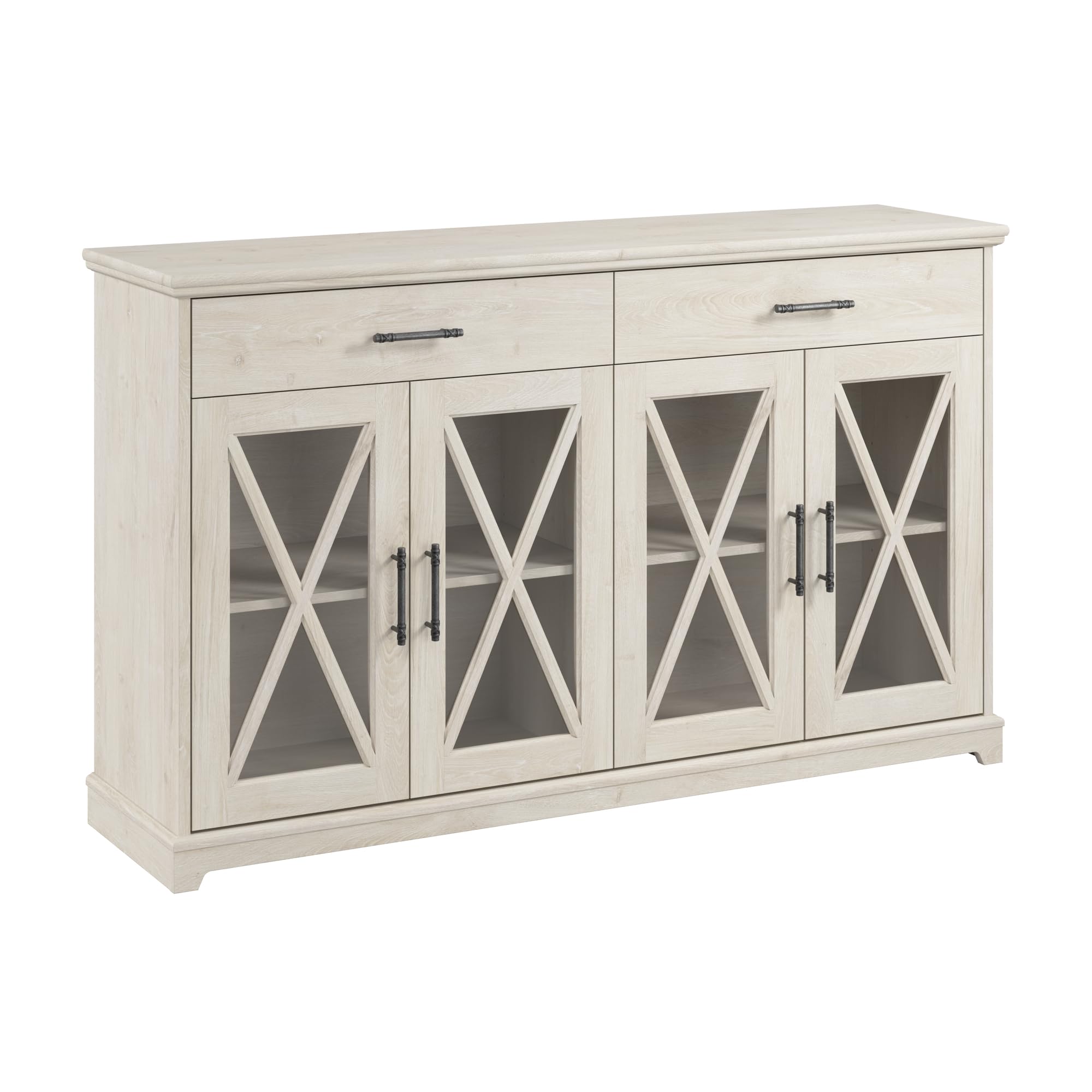 Lennox 60W Farmhouse Sideboard Buffet Cabinet with Drawers in Linen