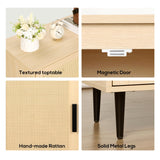Rattan Sideboard Cabinet with Storage, Accent Cabinet with Feet, Buffet Cabinet with Doors