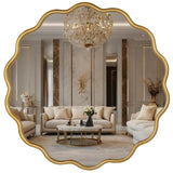 22 Inch Round Wavy Mirror - Modern Gold Wall Decor