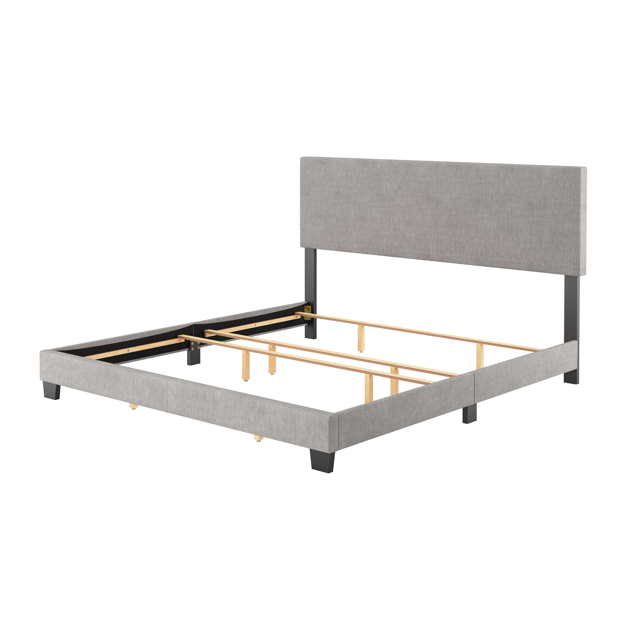 Upholstered King Bed with Wooden Slats