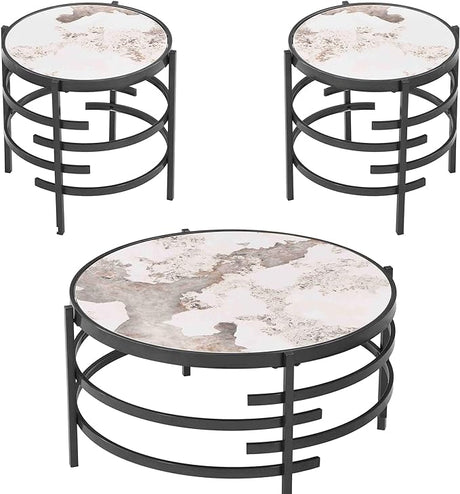 Coffee Table Marble Stone Silver Living Room Table Modern Round Sofa Side Table