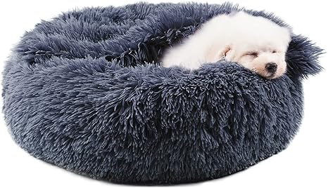 Dog Beds for Small Dogs, Donut Dog Bed with Blanket Attached