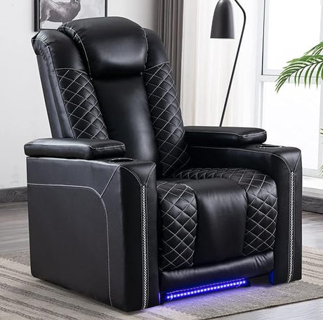 Home Theater Seating, Electric Power Recliner with USB Ports and Cup Holders