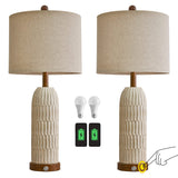 3-Way Dimmable Touch Control Table Lamp Set of 2 with Dual USB Charging Ports