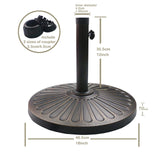 18" 30.2-lbs Heavy Duty Round Antiqued Umbrella Base for Patio, Outdoor - Bronze