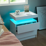 i-aplus Nightstand Set of 2 LED Nightstand with 2 Drawers, Bedside Table