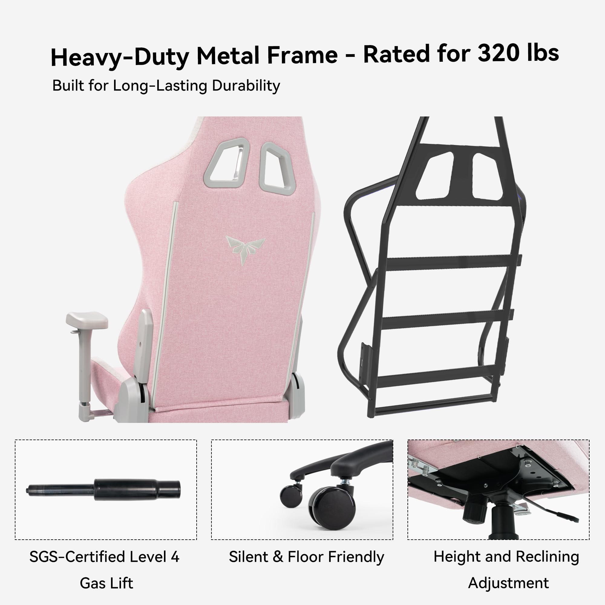 Gaming Chair with 4D Armrests - 155° Reclining High Back Ergonomic Office Chair